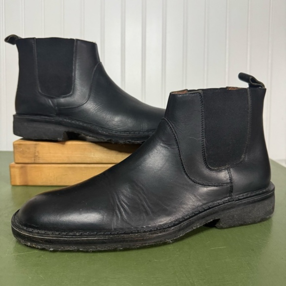 John Varvatos Classic Low Chelsea Boots Handmade in Black Leather *Italy*